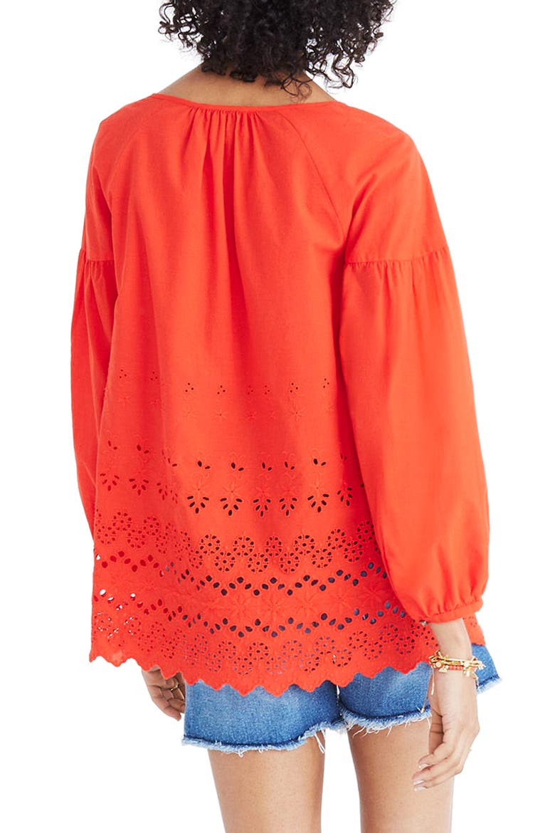 Eyelet Lattice Top, Alternate, color, BRIGHT POPPY