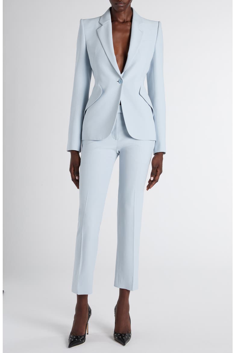 Leaf Crepe Jacket, Alternate, color, TURQUOISE BLUE