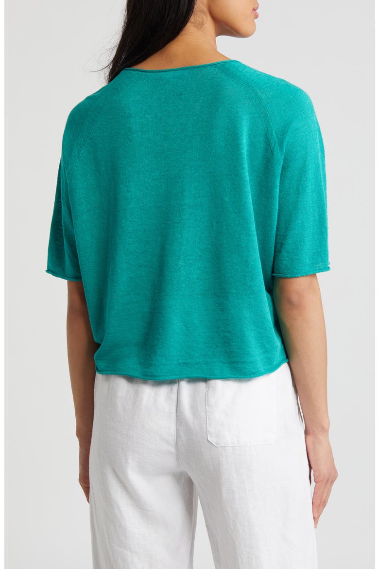 Rolled Edge Linen Blend Sweater, Alternate, color, SEA STAR