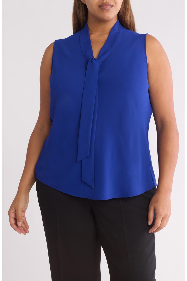 Sleeveless Tie Front Top, Main, color, ROYAL