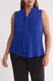 KASPER Sleeveless Tie Front Top