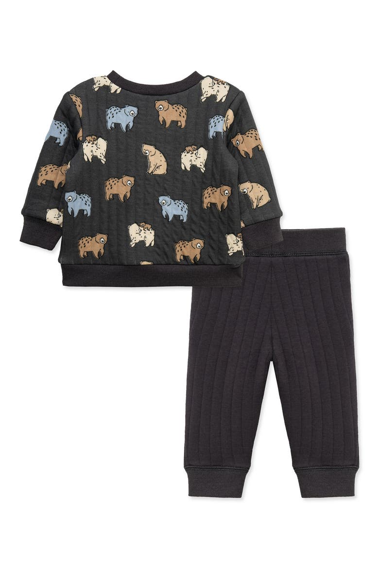Kids' Bear Quilted Sweatshirt & Joggers Set, Alternate, color, GREY