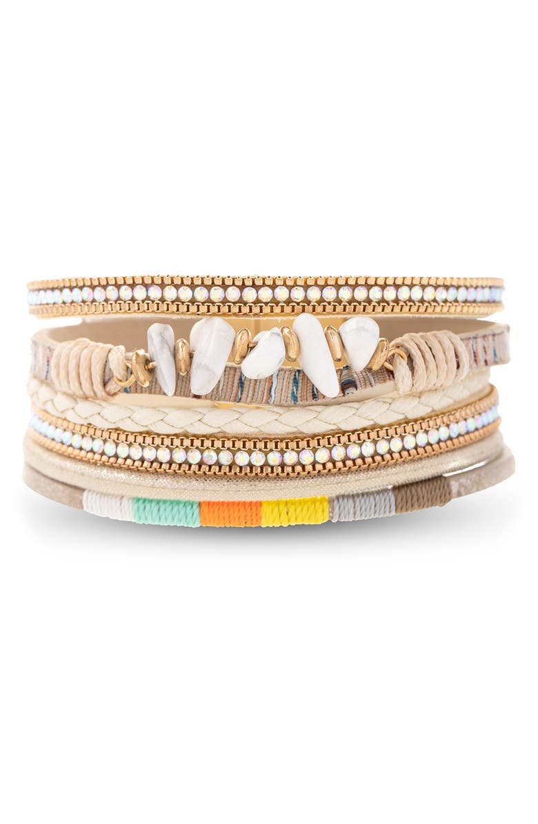 SAACHI Angled Stone Adorned Bracelet, Main, color, Beige