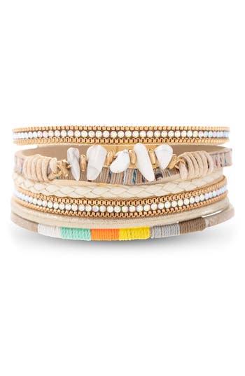 Saachi Angled Stone Adorned Bracelet In Sand