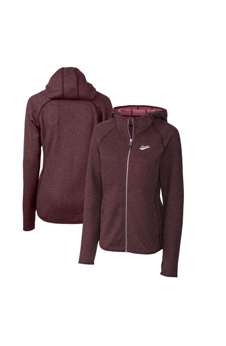 Cutter & Buck Women's Cutter & Buck Burgundy New Mexico State Aggies Mainsail Sweater-Knit Full-Zip Hoodie, Main, color, Burgundy