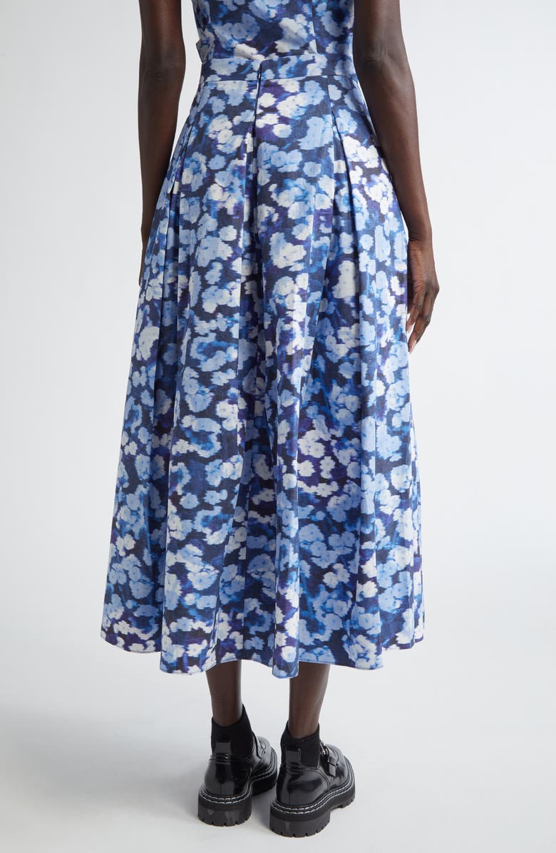 Erdem Pleated Cotton Midi Skirt, Alternate, color, 