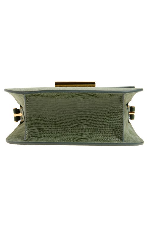 Tom Ford Mini Tara Lizard Embossed Suede Crossbody Bag In Laurel Green