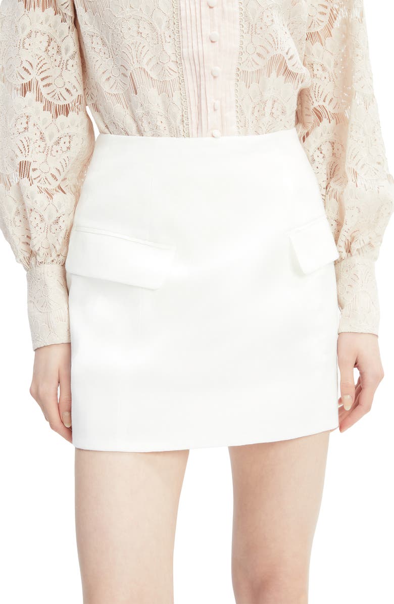Bardot Delphi Linen Miniskirt, Alternate, color, Orchid White