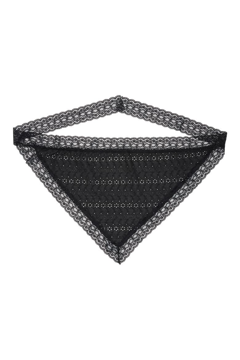 Eyelet Square Scarf, Alternate, color, BLACK