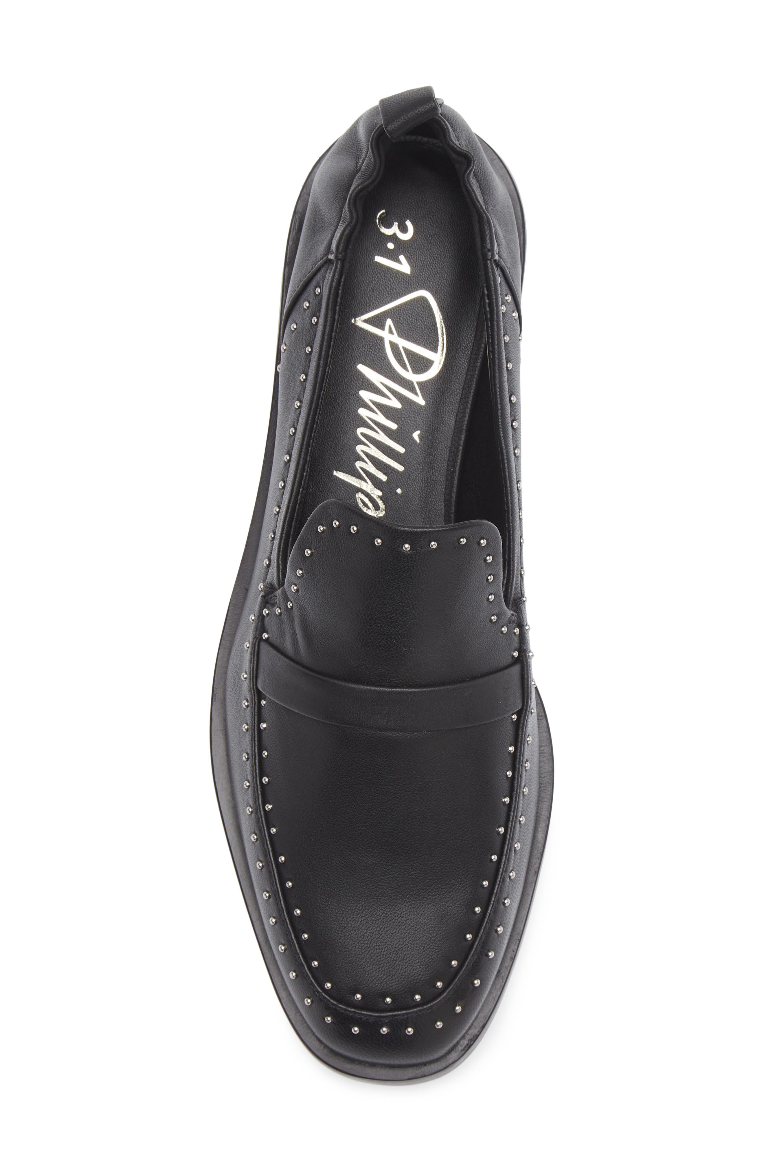 3.1 Phillip Lim Alexa Microstud Leather Penny Loafer, Alternate, color, Black