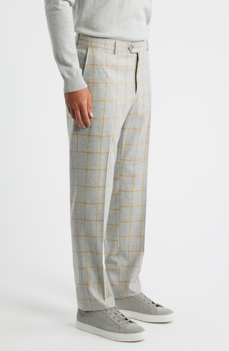 Berle Country Windowpane Check Wool & Cashmere Dress Pants, Alternate, color, Med Grey
