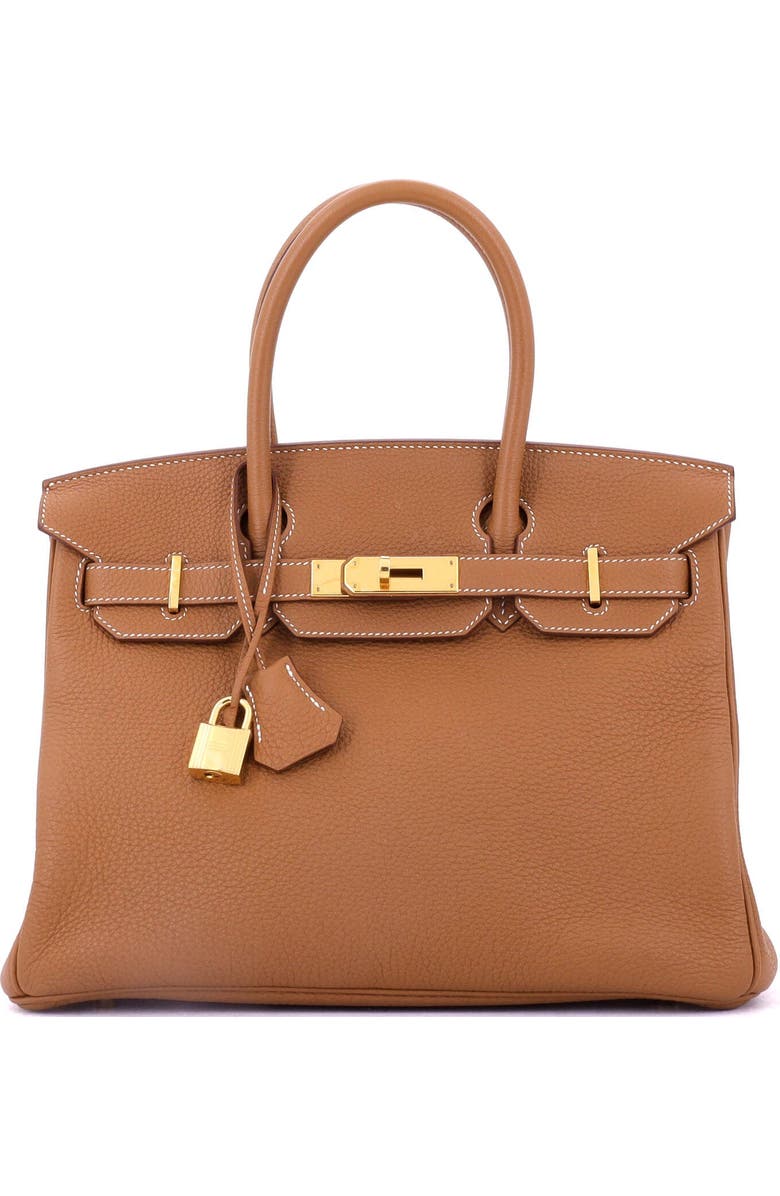 Pre-Owned Hermes Birkin Handbag Brown Togo with Gold Hardware 30, Main, color, Gold