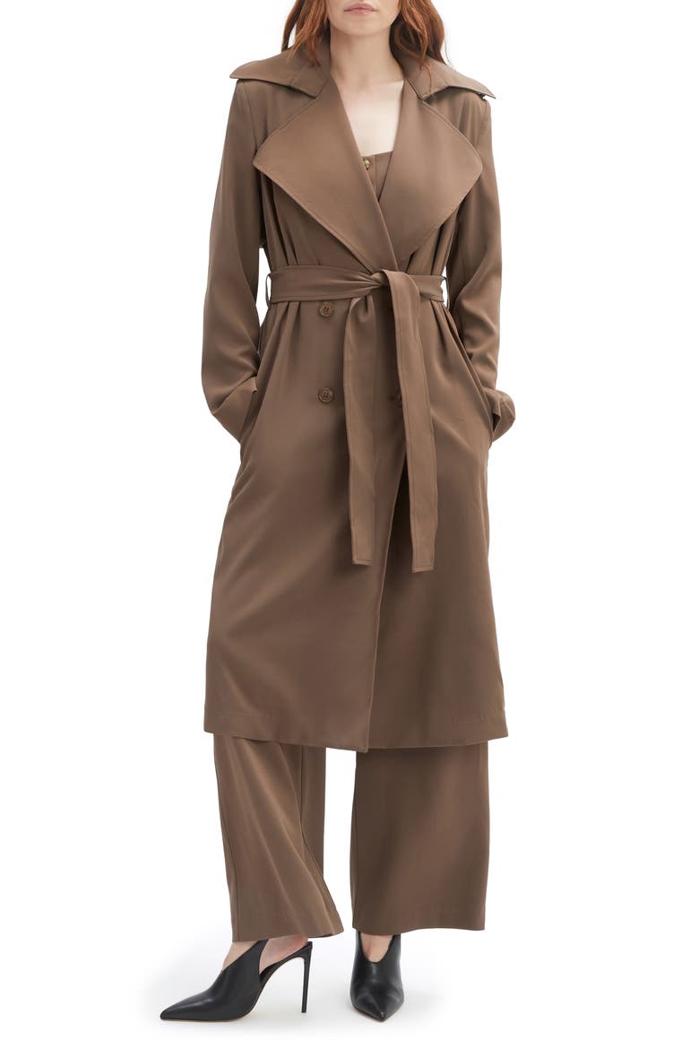 Kira Trench Coat, Alternate, color, COFFEE BROWN