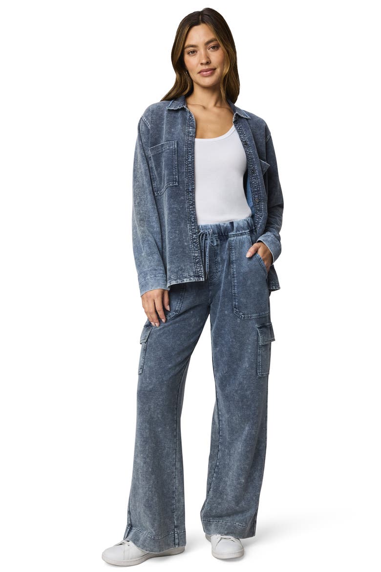 Gwen Indigo Cotton Blend Terry Cargo Sweatpants, Alternate, color, INDIGO BLUE