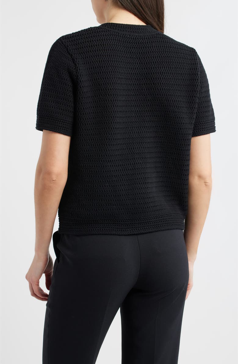 Anne Klein Textured Stitch Short Sleeve Cotton Cardigan, Alternate, color,