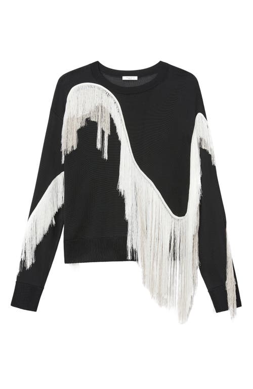 LAFAYETTE 148 LAFAYETTE 148 NEW YORK EMBROIDERED FRINGE CREWNECK SWEATER 