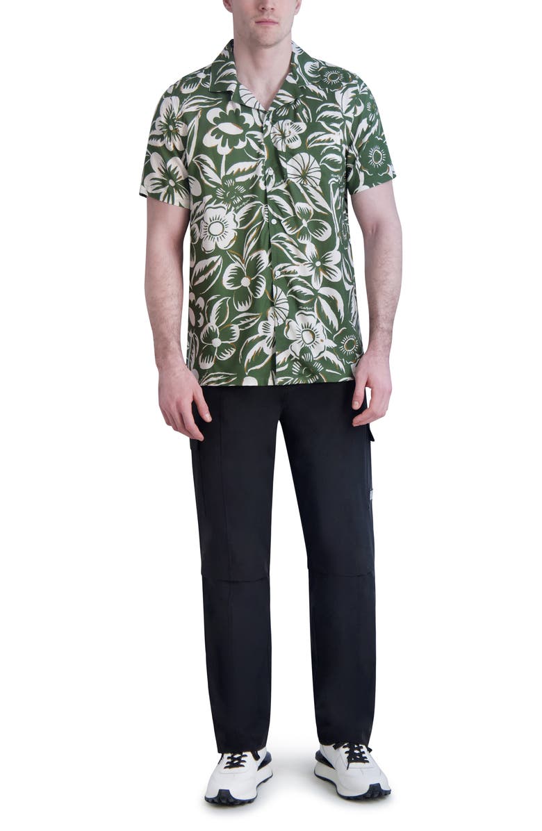 KARL LAGERFELD PARIS Floral Print Short Sleeve Shirt, Alternate, color, 