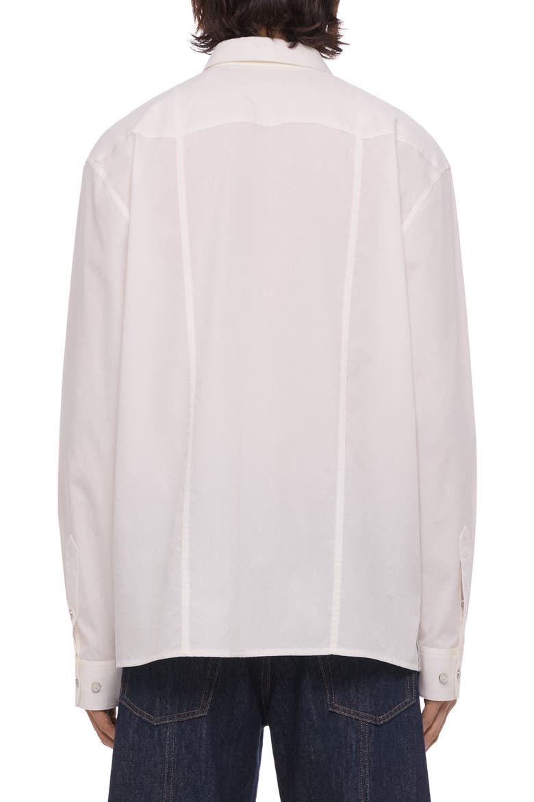 Patch Relaxed Fit Cotton Button-Up Shirt, Alternate, color, WHITE