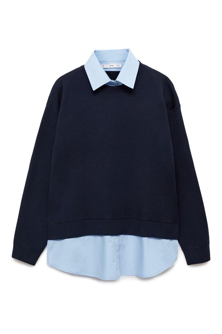 Fede Mixed Media Sweater, Main, color, NAVY