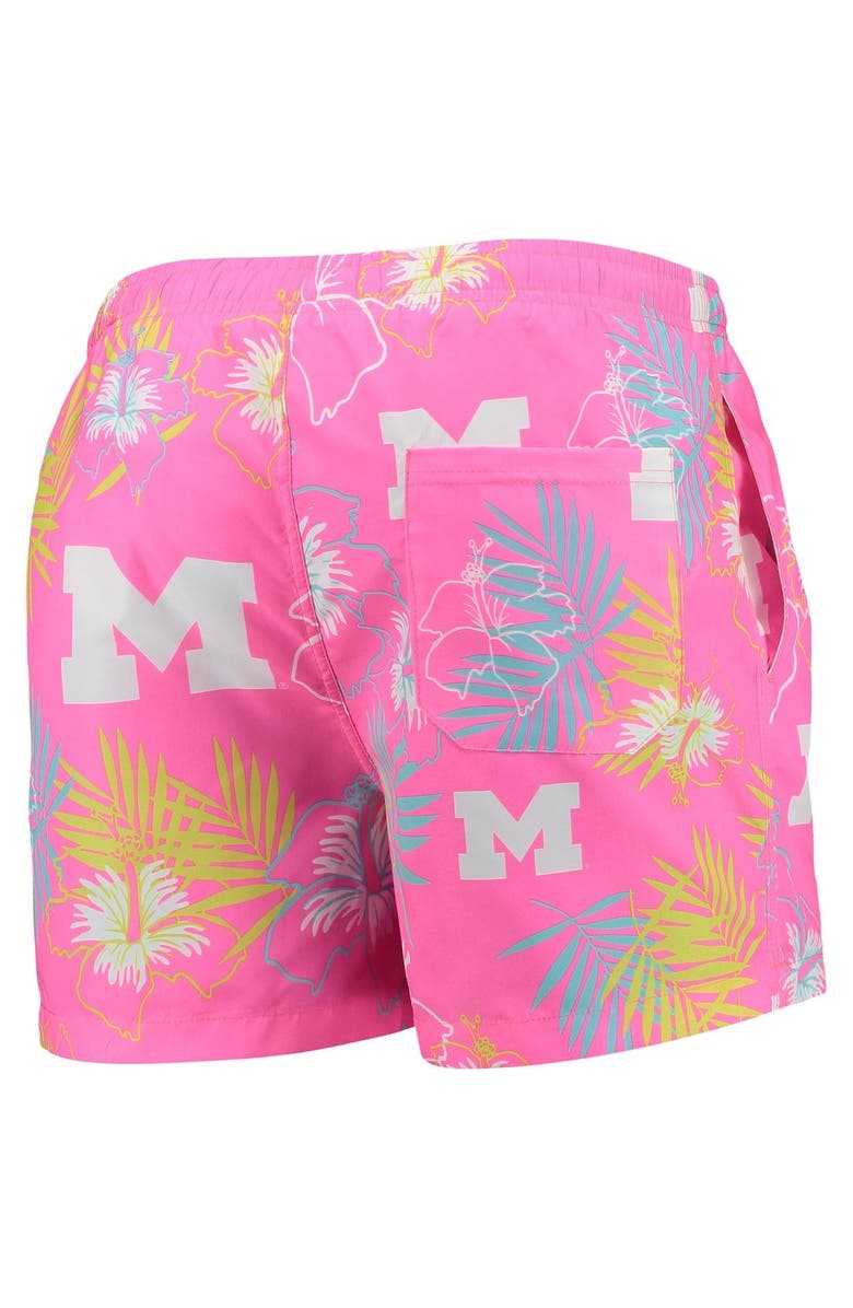 FOCO Men's FOCO Pink Michigan Wolverines Neon Floral Swim Trunks, Alternate, color, 