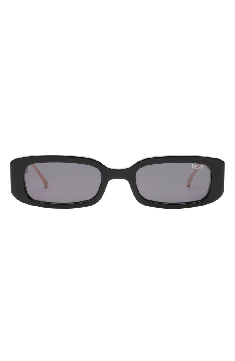 DEZI Lil Drippy 49mm Rectangular Sunglasses, Main, color, Lil Drippy Black / Dark Smoke