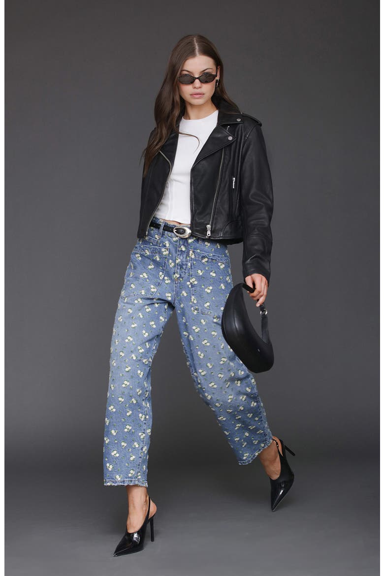 Embroidered Barrel Leg Jeans, Alternate, color, CAFE WASH