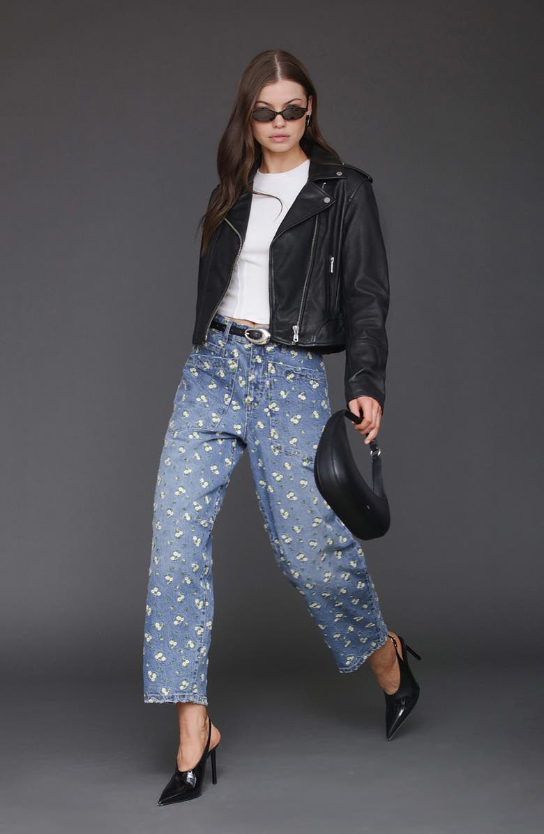 Avec Les Filles Embroidered Barrel Leg Jeans, Alternate, color,