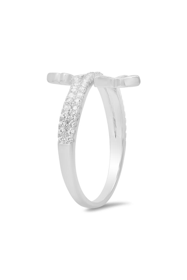 Sterling Silver CZ Pavé Butterfly Ring, Alternate, color, SILVER