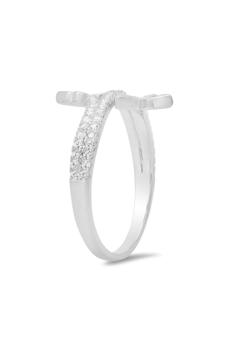 Queen Jewels Sterling Silver CZ Pavé Butterfly Ring, Alternate, color, Silver