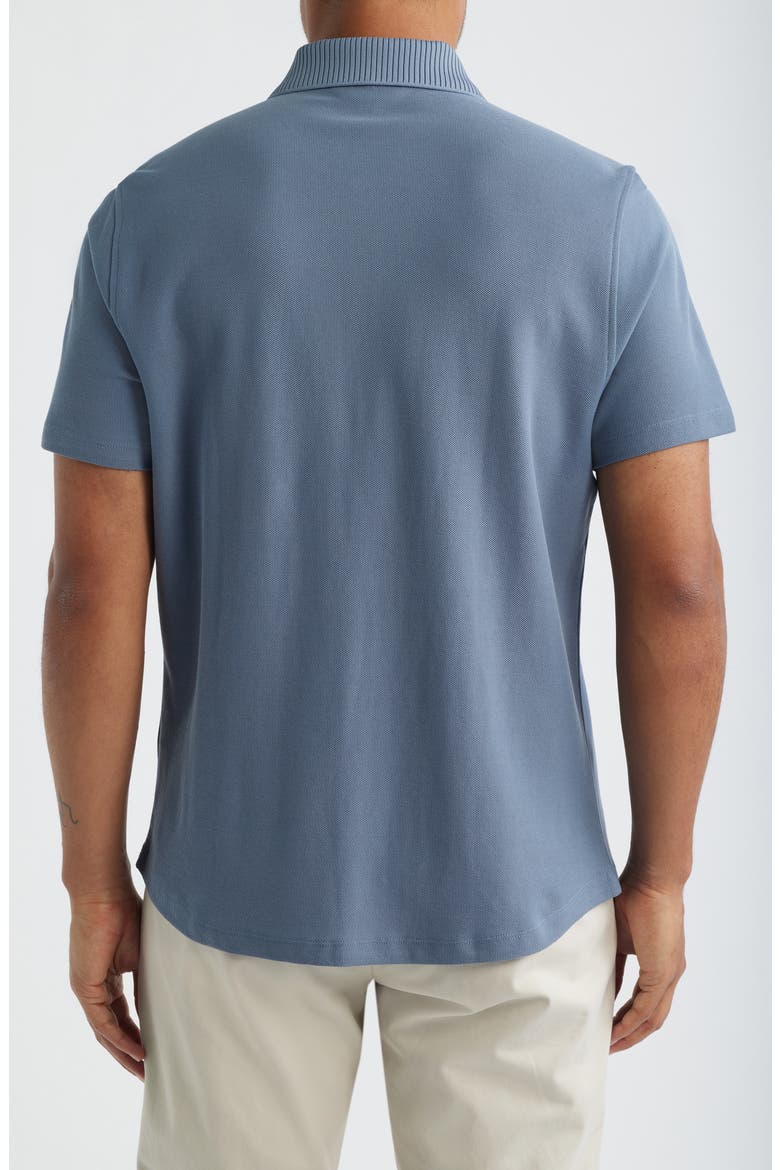 Sorrell Short Sleeve Cotton Piqué Button-Up Shirt, Alternate, color, BLUE METALLIC