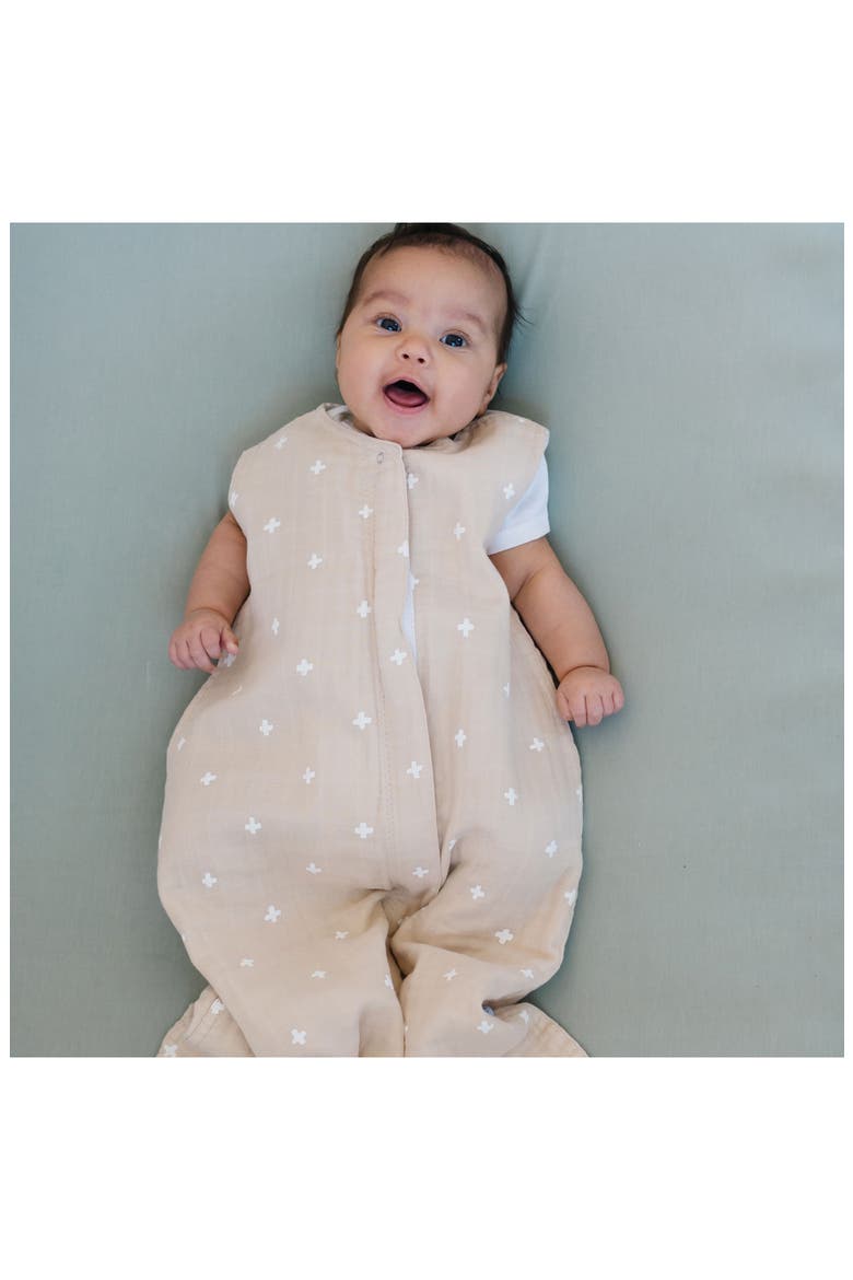 Cotton Muslin Wearable Blanket, Alternate, color, TAUPE CROSS