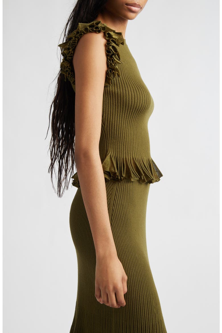 Leila Ruffle Cap Sleeve Sweater, Alternate, color, OLIVE