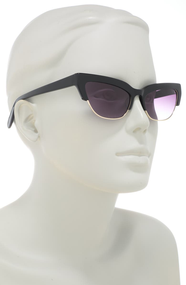 BCBG 56mm Extreme Kitten Combo Sunglasses, Alternate, color, Shiny Black Shiny Gold