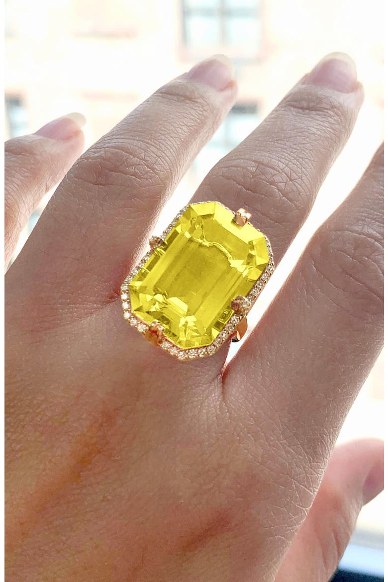 Gossip Emerald Cut Ring, Alternate, color, LIME
