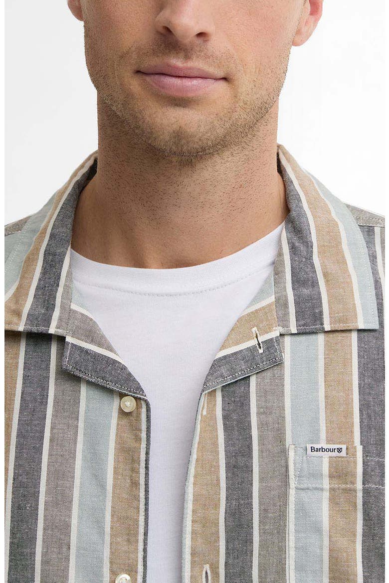 Hayton Stripe Slub Cotton & Linen Camp Shirt, Alternate, color, DUSTY SLATE