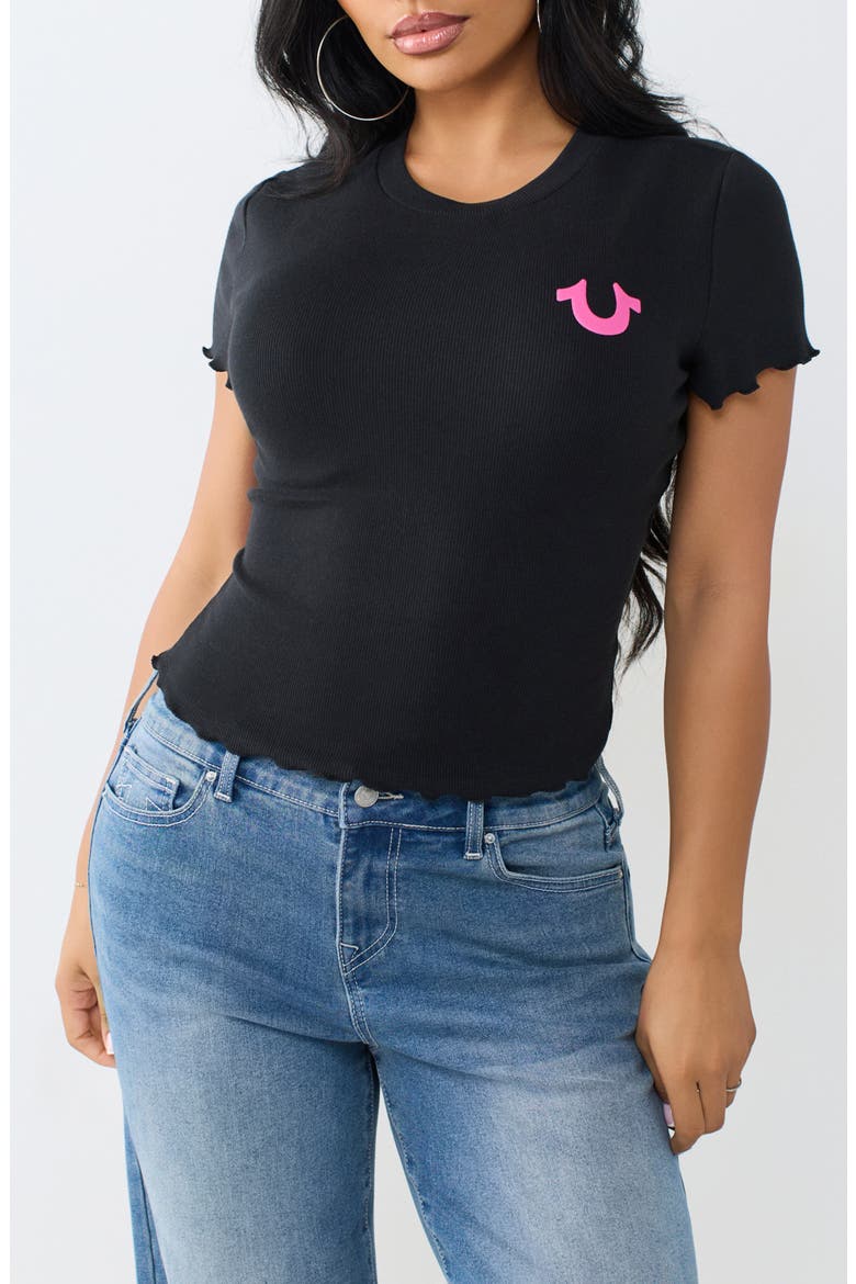 Wings Lettuce Edge Rib Baby Tee, Main, color, JET BLACK