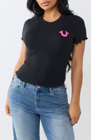 True Religion Wings Lettuce Edge Rib Baby Tee