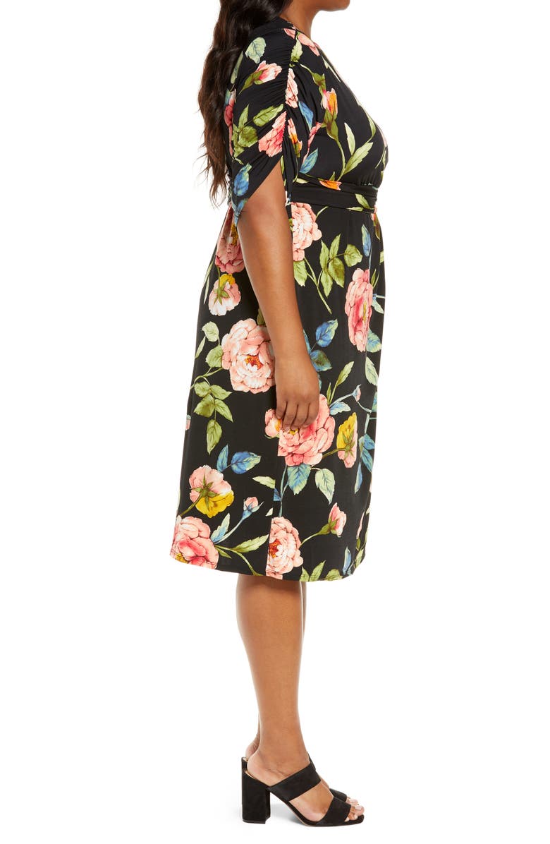 Kiyonna Eden Floral Faux Wrap Dress, Alternate, color, 