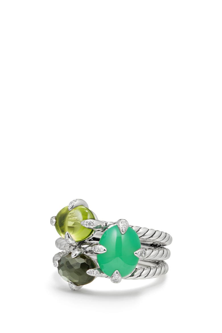 Chatelaine® Three-Gemstone Diamond Ring, Alternate, color, SILVER/ DIAMOND/ CHRYSOPRASE