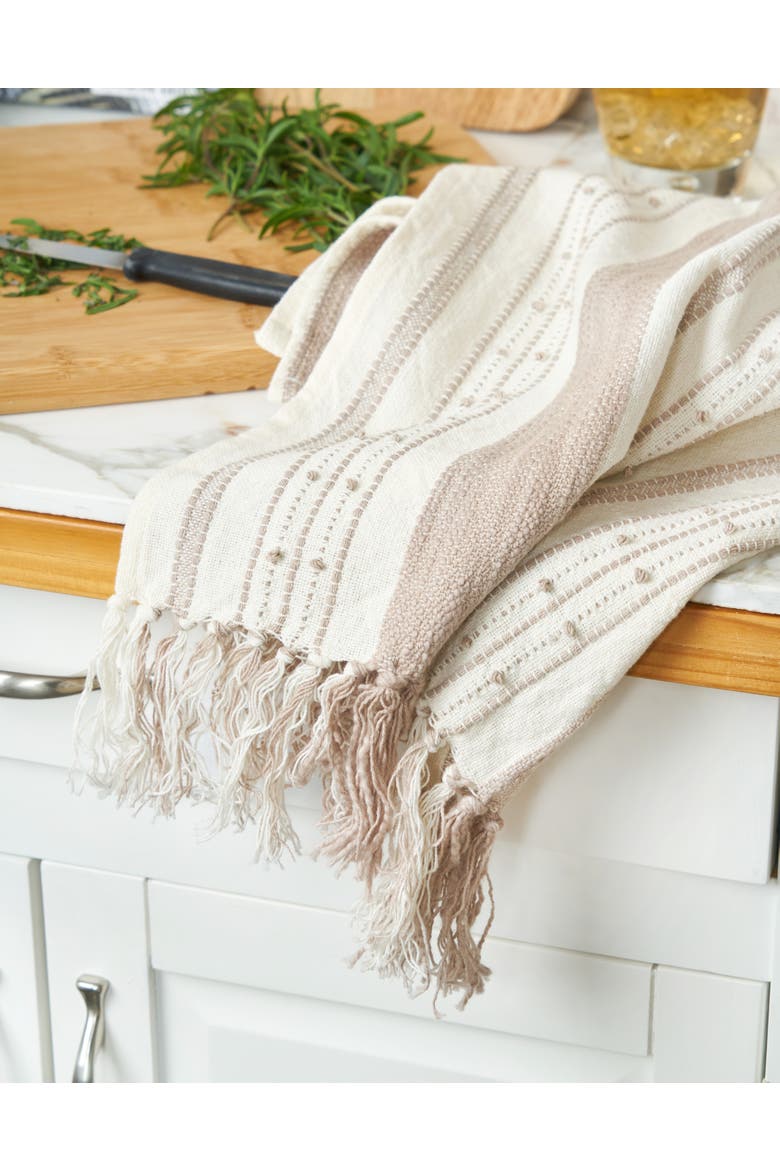 Oriana Natural Striped Towel, Alternate, color, Brown