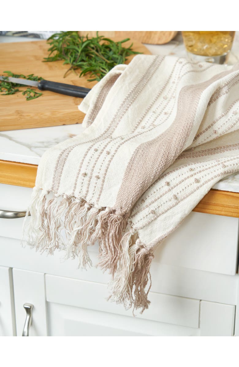 carol & frank Oriana Natural Striped Towel, Alternate, color, Brown