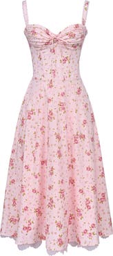 HOUSE OF CB Rosalee Floral Stretch Cotton Petticoat Dress