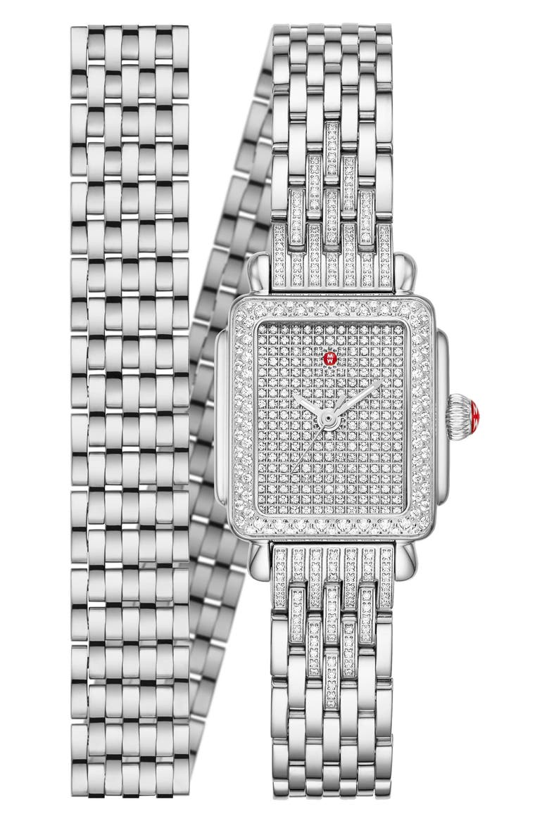 Deco Madison Diamond Bracelet Wrap Watch, 23mm, Main, color, SILVER
