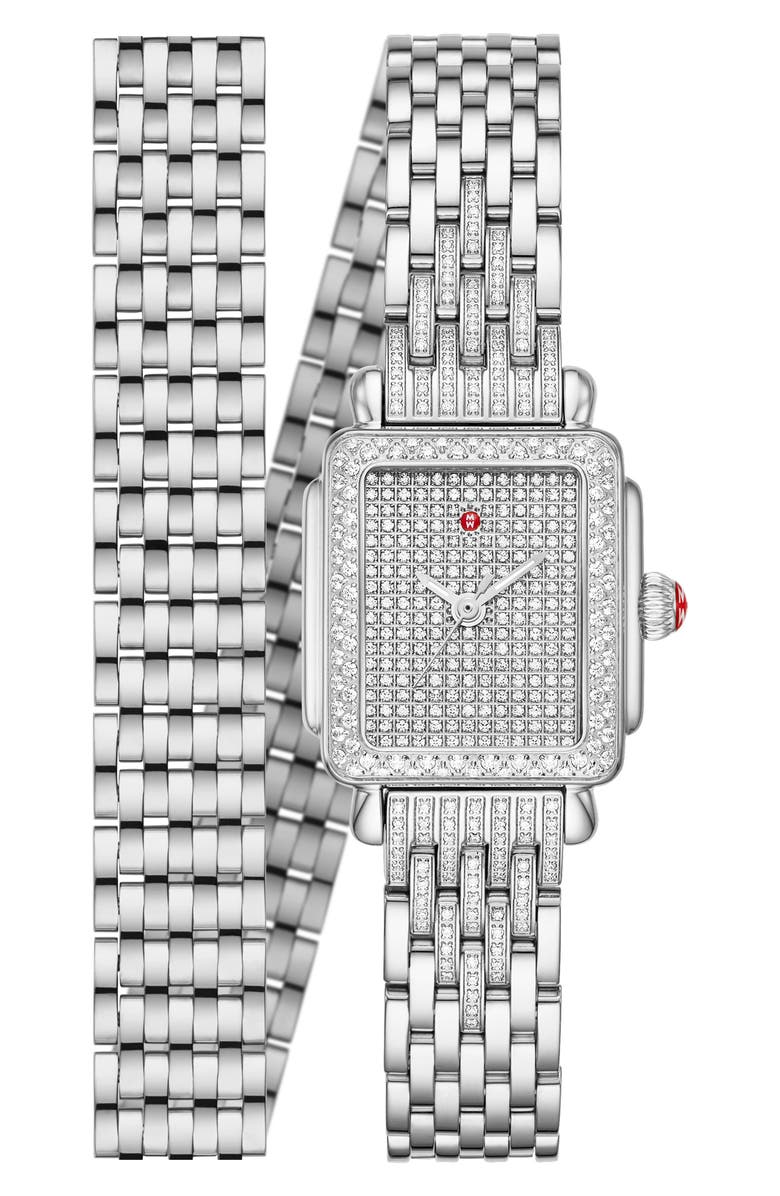 MICHELE Deco Madison Diamond Bracelet Wrap Watch, 23mm, Main, color, 