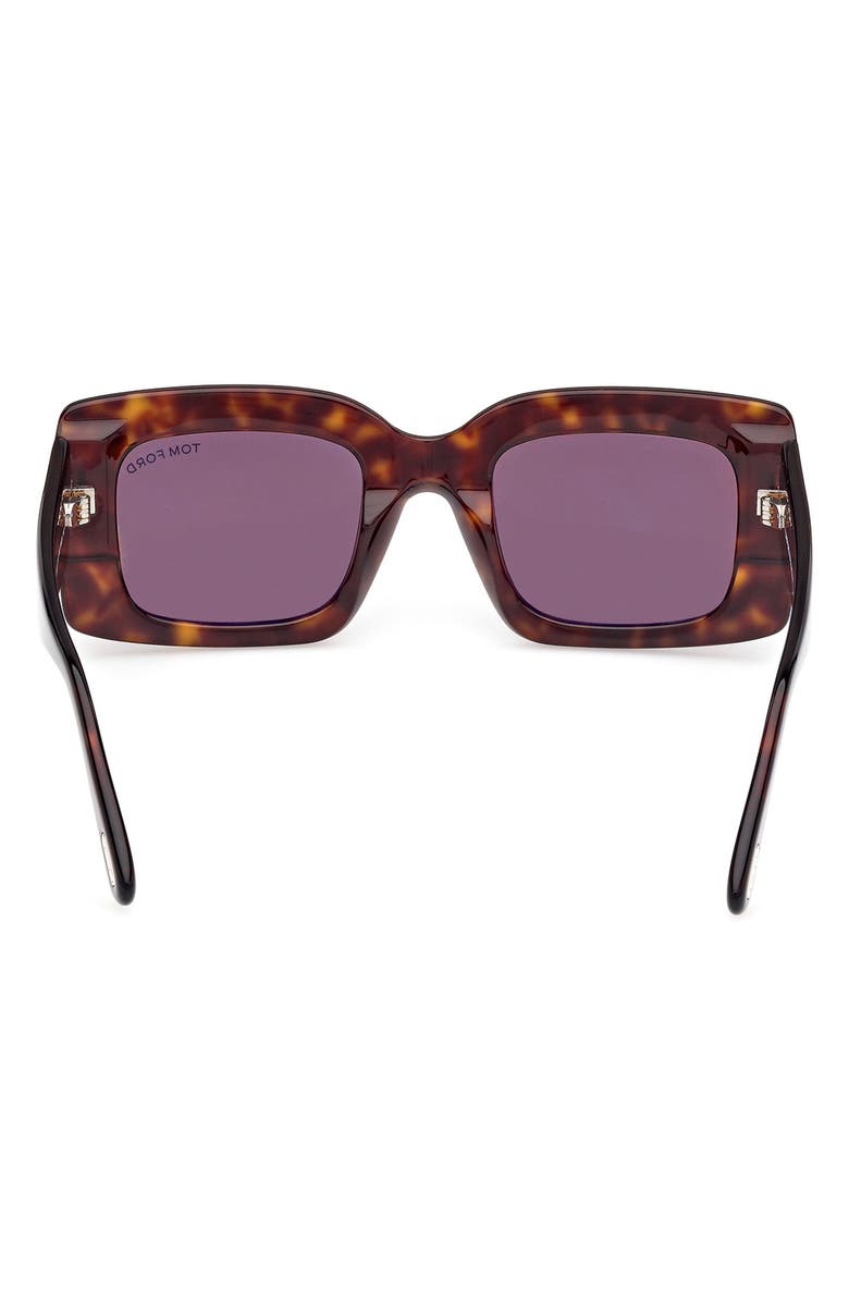 TOM FORD Brigitta 50mm Rectangular Sunglasses, Alternate, color, Dark Havana / Brown