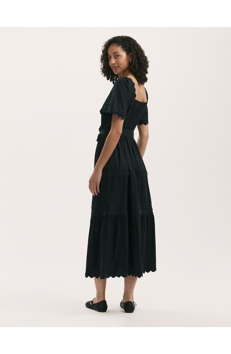 Finery London Corina Cotton Midi Tiered Dress, Alternate, color, Black