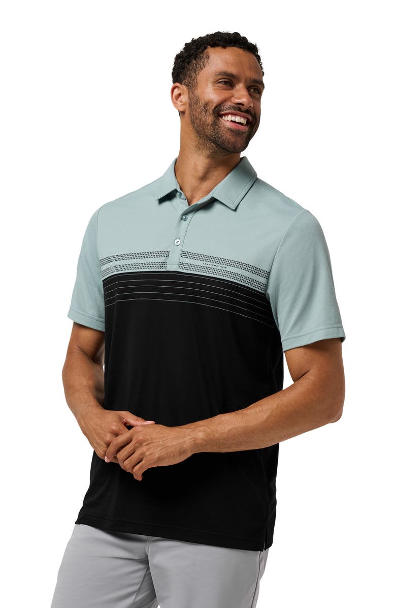 TravisMathew Postcard Book Colorblock Polo Shirt, Alternate, color, Arona