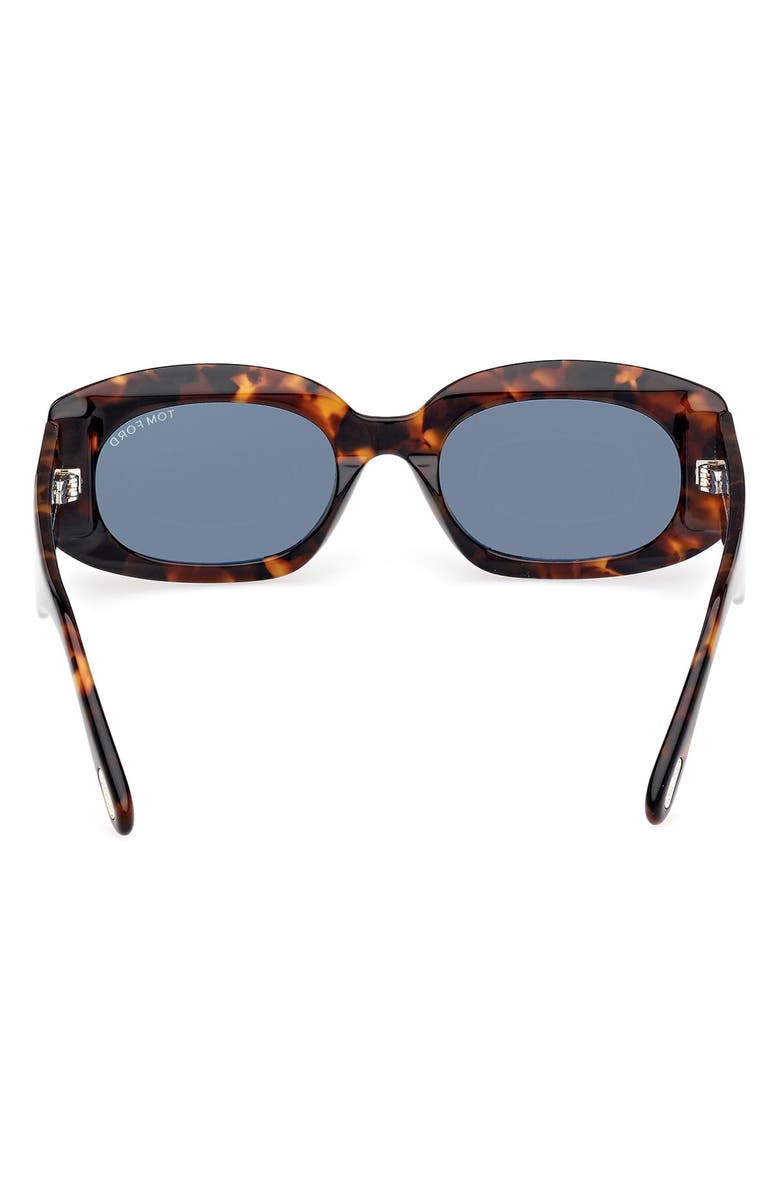 TOM FORD Cielle 52mm Oval Sunglasses, Alternate, color, Dark Havana Eco / T Logo