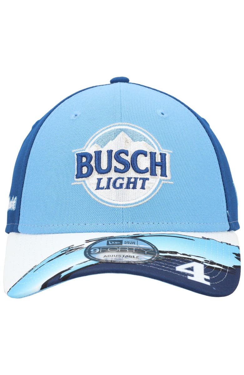 New Era Men's New Era Light Blue/Blue Kevin Harvick 9FORTY Busch Light Visor Streak Snapback Adjustable Hat, Alternate, color, Light Blue