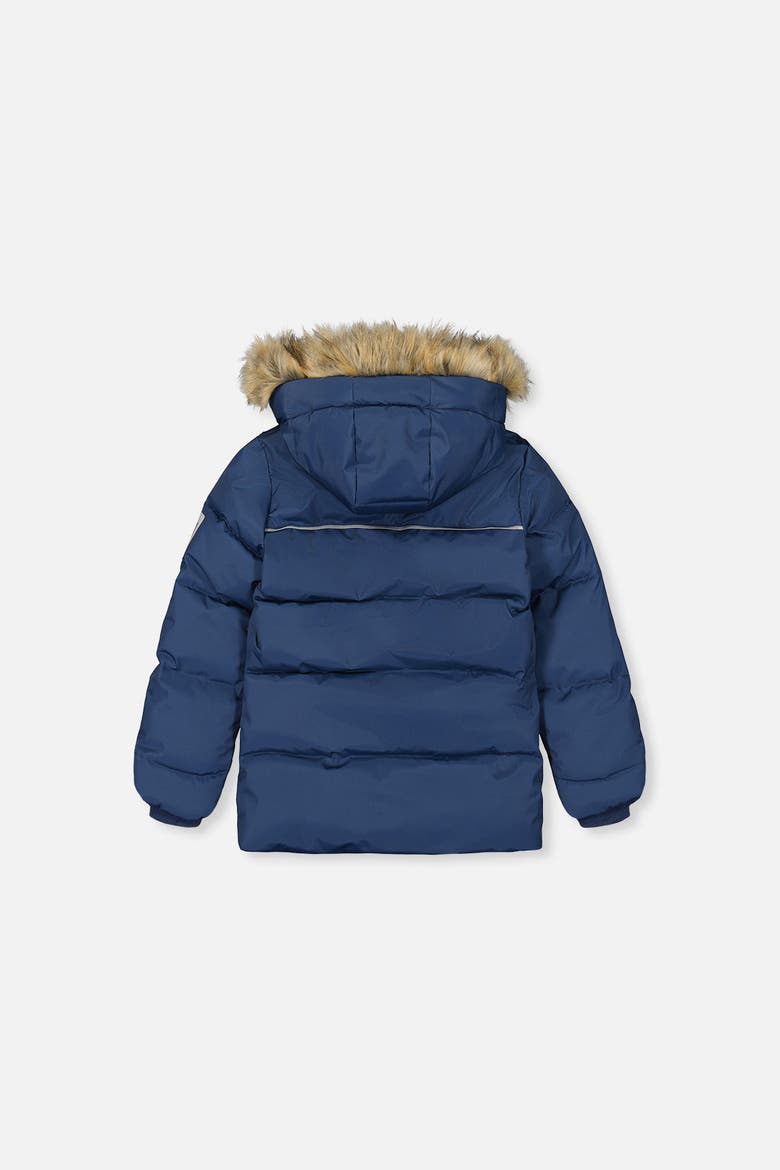 Faux-Fur Hood Insulated Fleece-Lined Winter Jacket, Alternate, color, Dark Blue